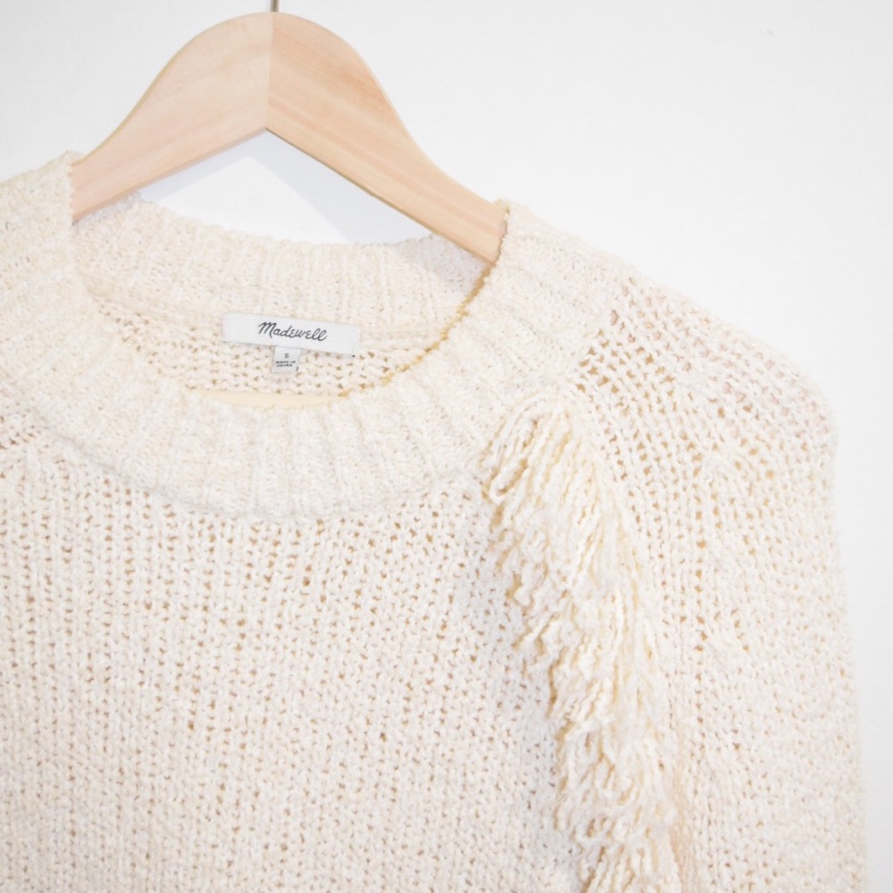 Madewell Cream Loop Fringe Sweater